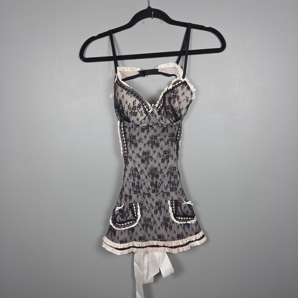 Victoria's Secret Other - Victoria's Secret Women's 36C Sexy Little Things French Maid Lace Teddy Y2K 2008